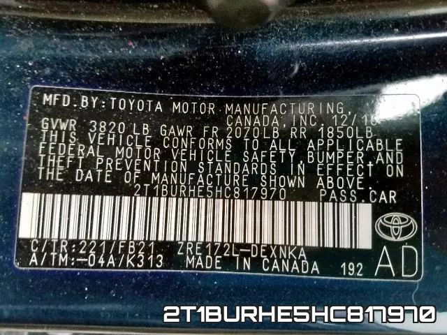 2T1BURHE5HC817970 фото 2