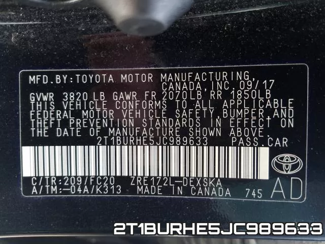 2T1BURHE5JC989633 фото 2