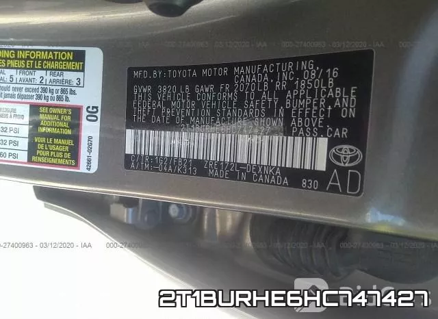 2T1BURHE6HC747427 фото 10