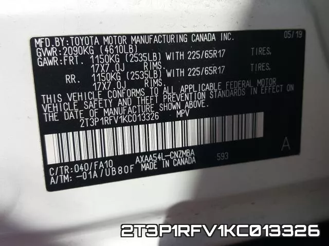 2T3P1RFV1KC013326 фото 2