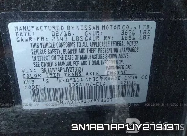 3N1AB7AP1JY273137 фото 10