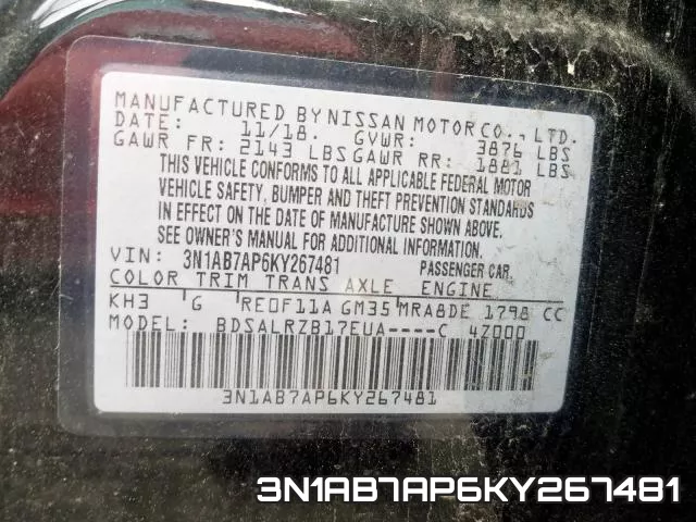 3N1AB7AP6KY267481 фото 2