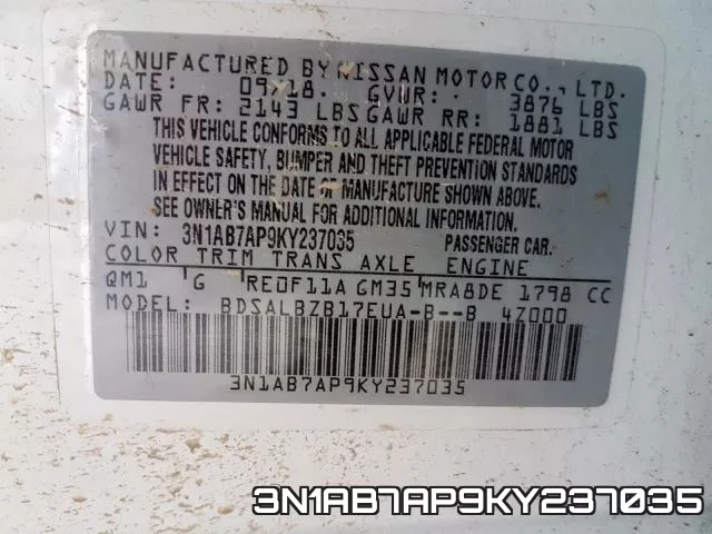3N1AB7AP9KY237035 фото 2