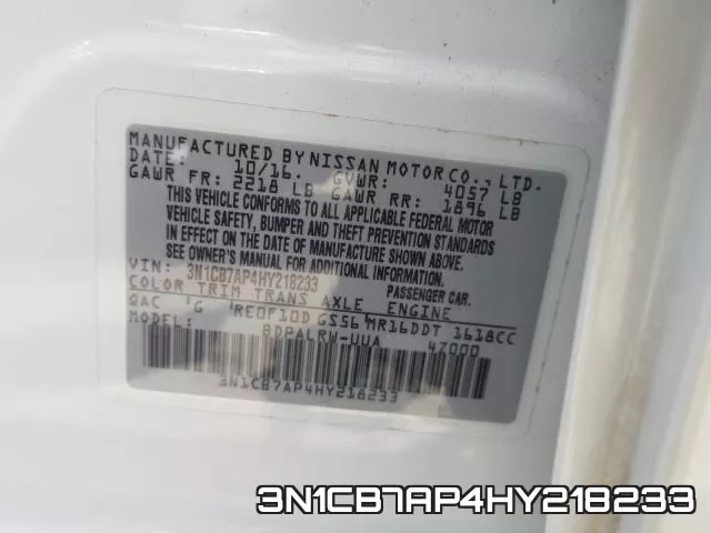 3N1CB7AP4HY218233 фото 2