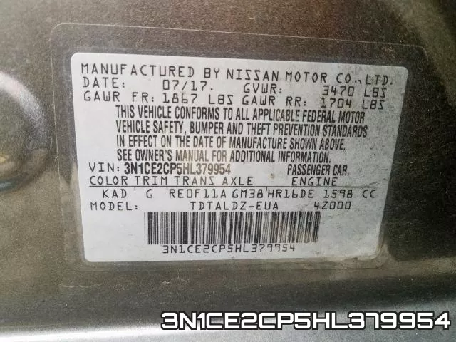 3N1CE2CP5HL379954 фото 2