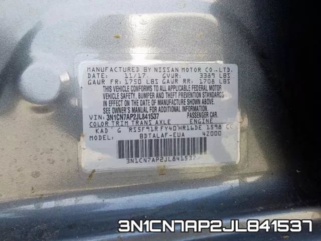3N1CN7AP2JL841537 фото 2