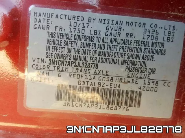 3N1CN7AP3JL828778 фото 2