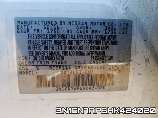 3N1CN7AP6HK424020 фото 2