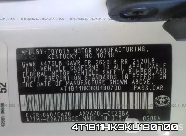 4T1B11HK3KU180700 фото 10
