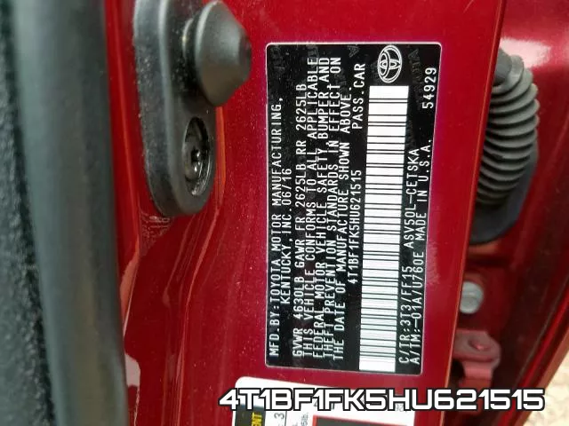 4T1BF1FK5HU621515 фото 2