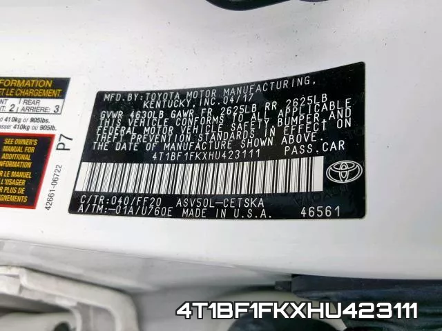 4T1BF1FKXHU423111 фото 2