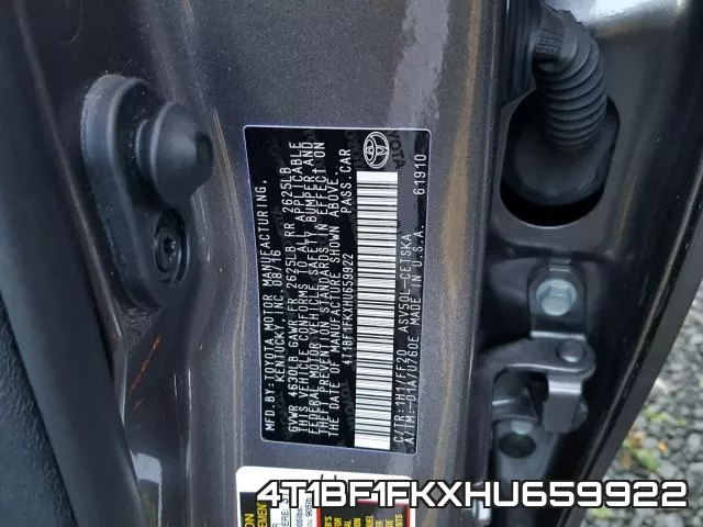4T1BF1FKXHU659922 фото 2