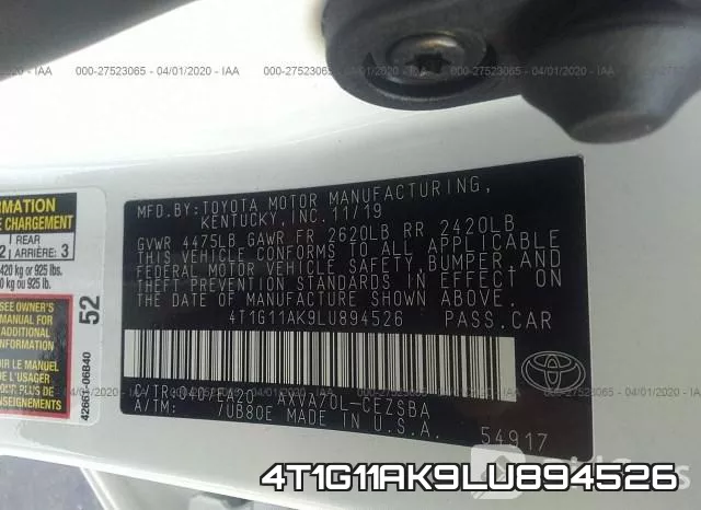 4T1G11AK9LU894526 фото 10