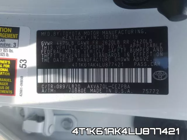 4T1K61AK4LU877421 фото 2