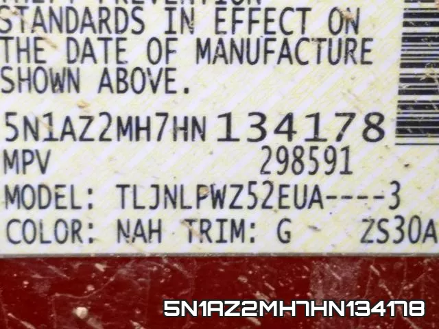 5N1AZ2MH7HN134178 фото 2