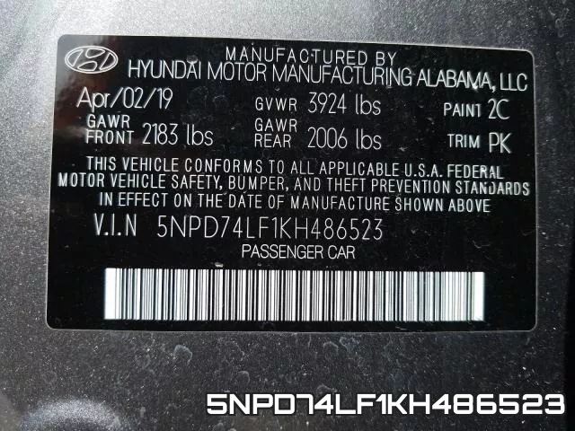 5NPD74LF1KH486523 фото 2