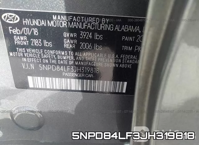 5NPD84LF3JH319818 фото 10