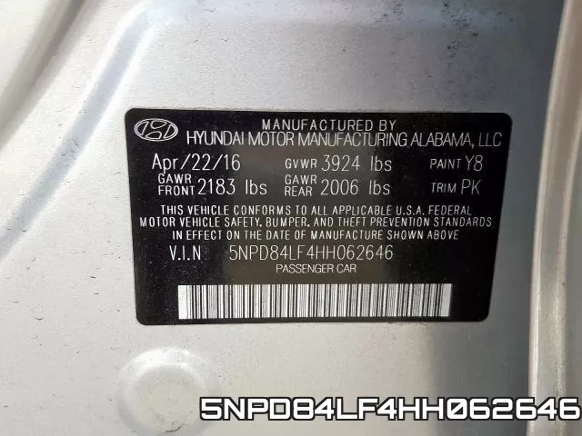 5NPD84LF4HH062646 фото 2