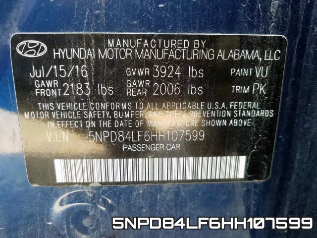 5NPD84LF6HH107599 фото 2
