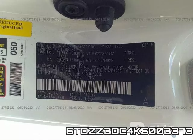 5TDZZ3DC4KS003373 фото 10