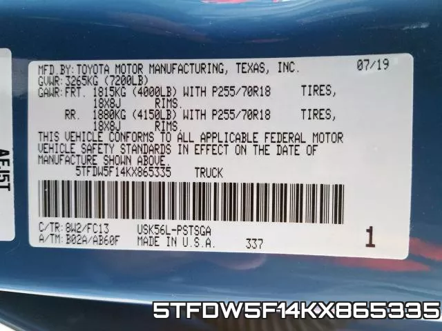 5TFDW5F14KX865335 фото 2