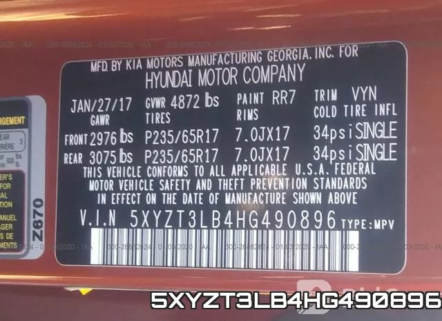 5XYZT3LB4HG490896 фото 9