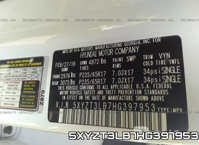 5XYZT3LB7HG397953 фото 10