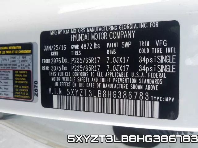 5XYZT3LB8HG386783 фото 2