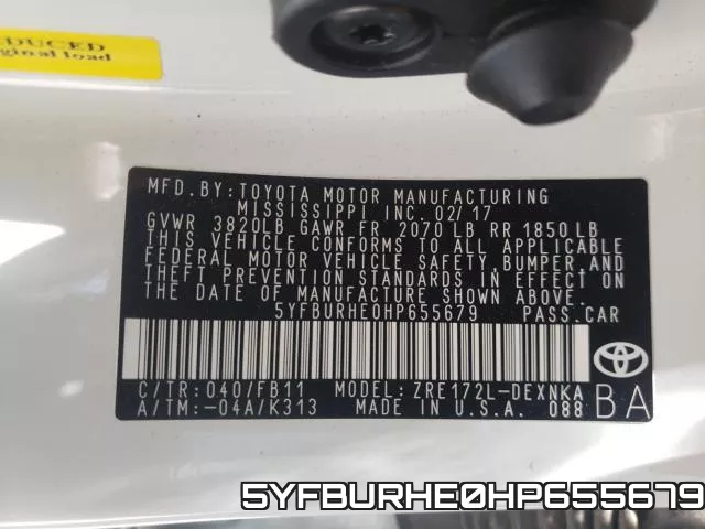 5YFBURHE0HP655679 фото 2