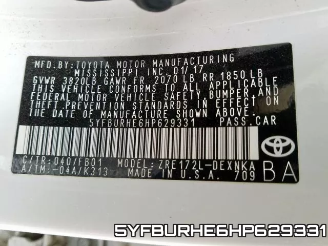 5YFBURHE6HP629331 фото 2