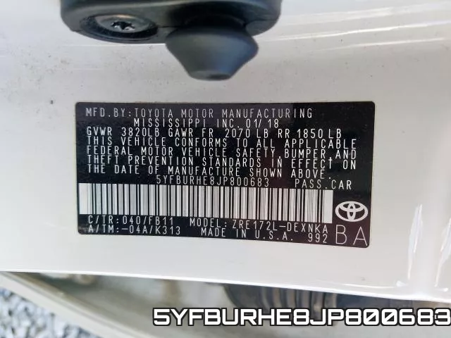 5YFBURHE8JP800683 фото 2