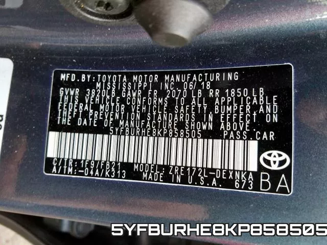 5YFBURHE8KP858505 фото 2