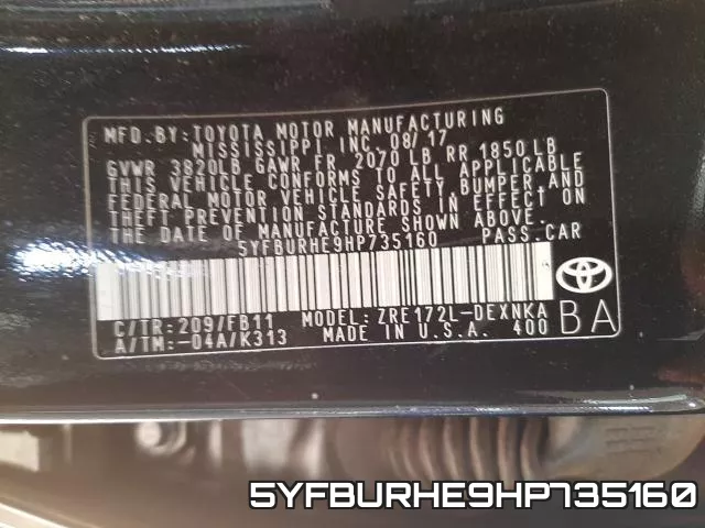 5YFBURHE9HP735160 фото 2