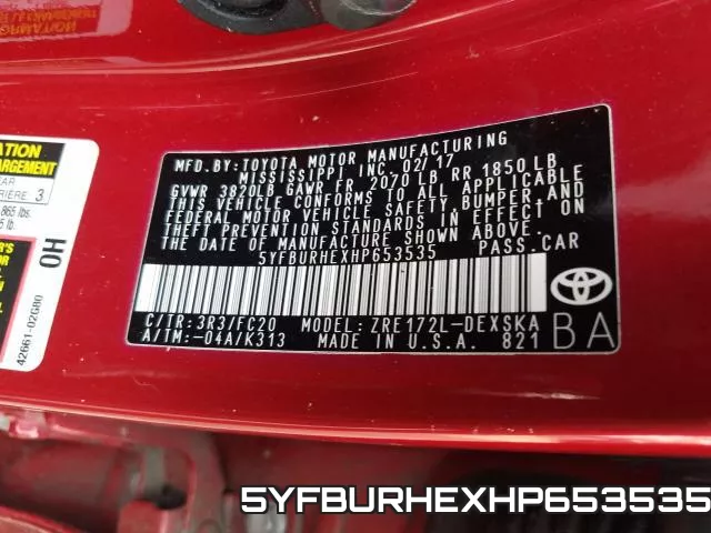 5YFBURHEXHP653535 фото 2