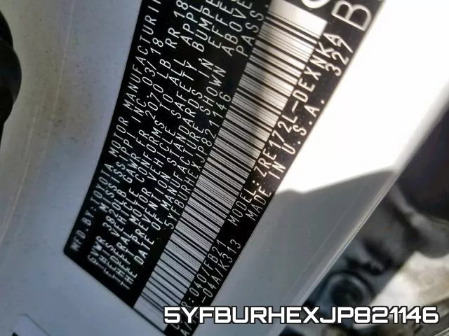 5YFBURHEXJP821146 фото 2