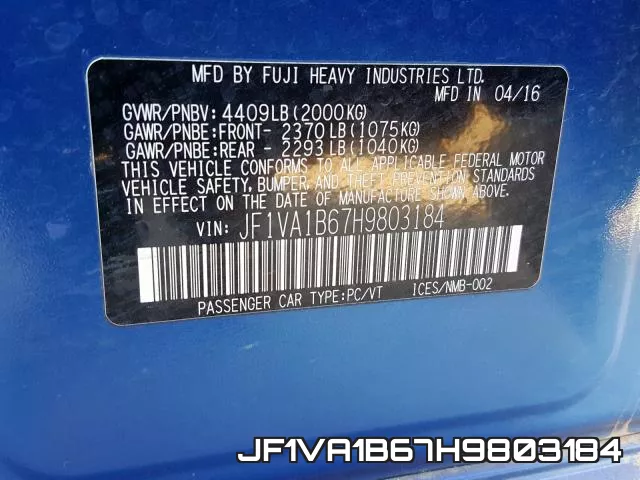 JF1VA1B67H9803184 фото 2
