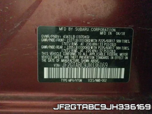 JF2GTABC9JH336169 фото 2