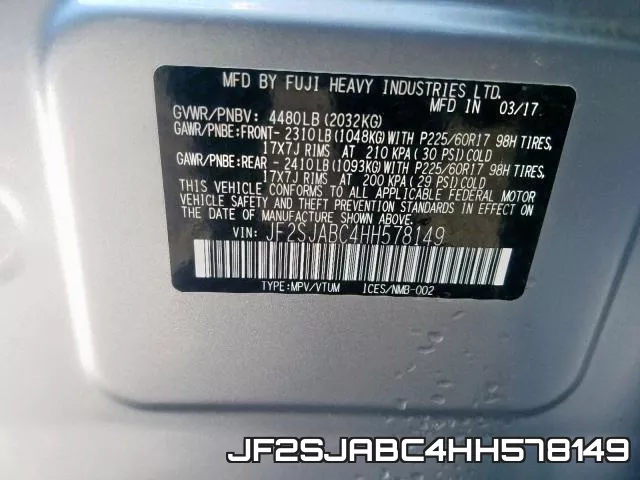 JF2SJABC4HH578149 фото 2