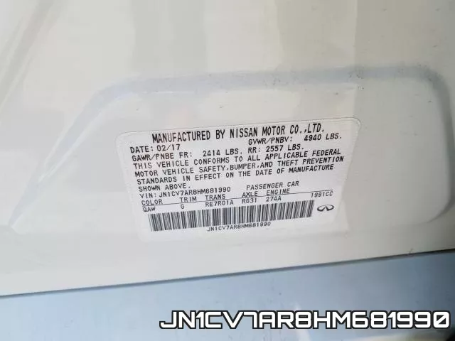 JN1CV7AR8HM681990 фото 2