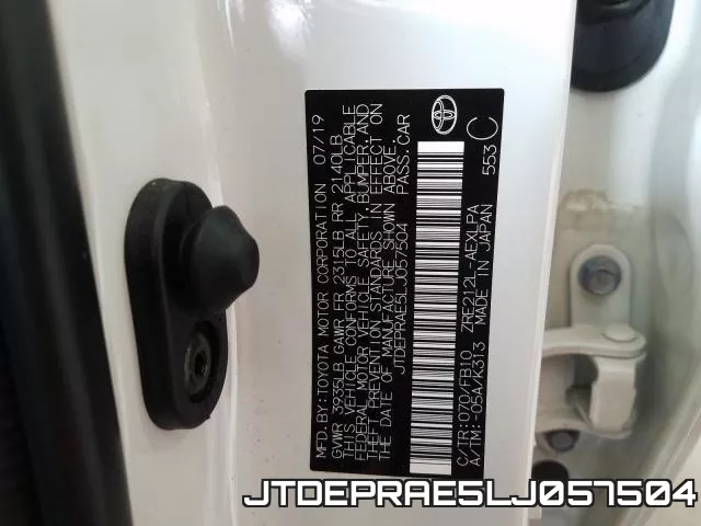 JTDEPRAE5LJ057504 фото 2