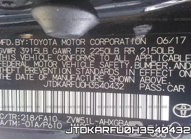 JTDKARFU0H3540432 фото 10