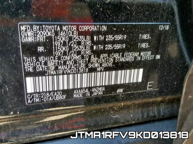 JTMA1RFV9KD013818 фото 2
