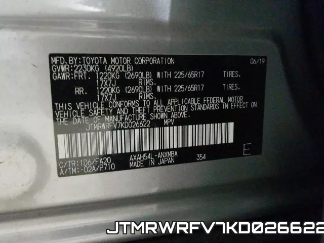JTMRWRFV7KD026622 фото 2