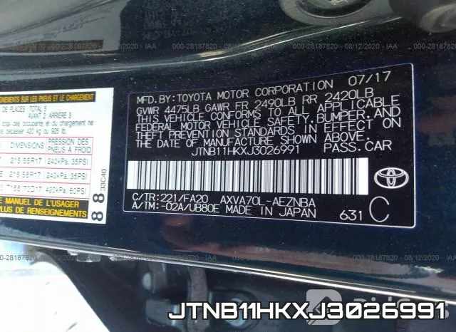 JTNB11HKXJ3026991 фото 10