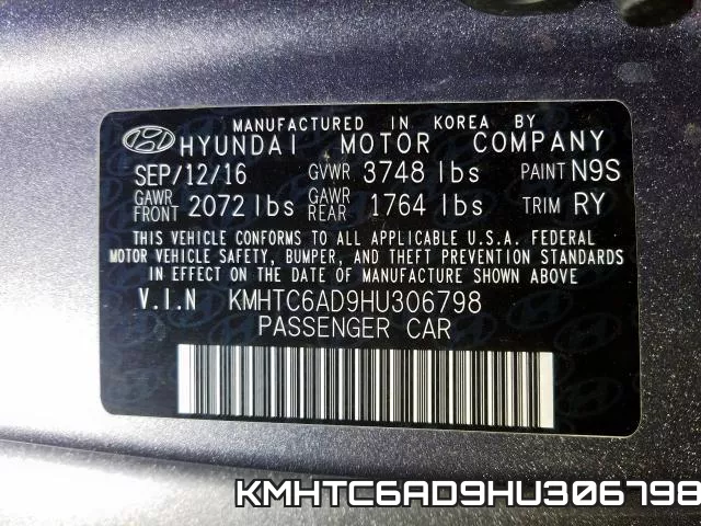 KMHTC6AD9HU306798 фото 2