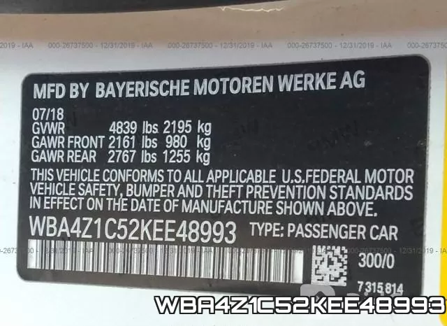 WBA4Z1C52KEE48993 фото 10