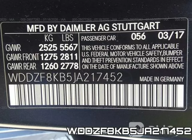 WDDZF8KB5JA217452 фото 10