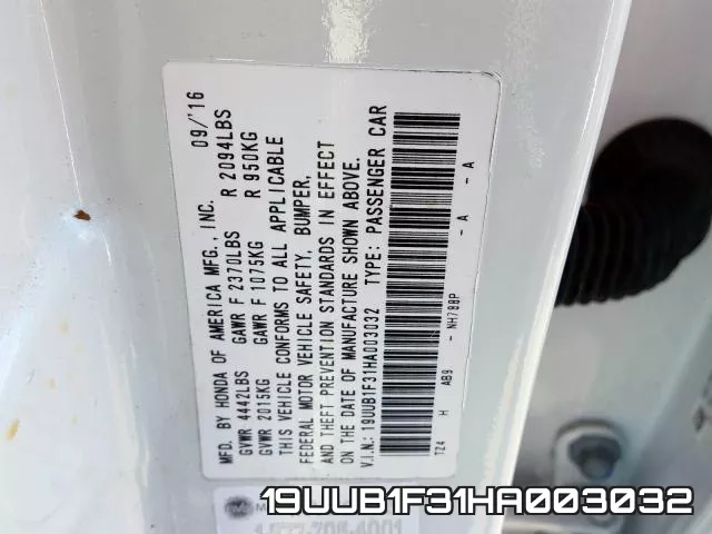 19UUB1F31HA003032 фото 2