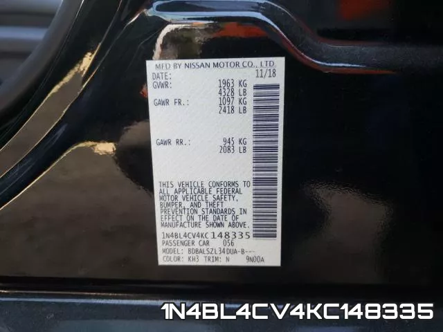 1N4BL4CV4KC148335 фото 2