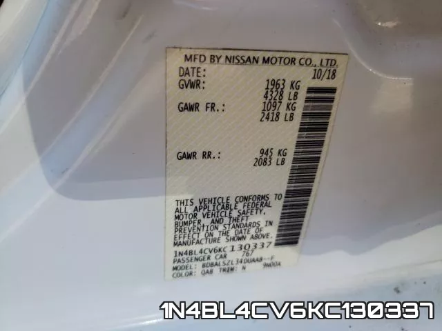 1N4BL4CV6KC130337 фото 2